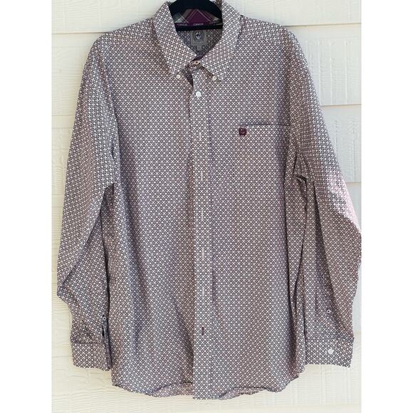 Cinch Other - Cinch Men's purple Geo pattern long sleeve western shirt L 100% Cotton
